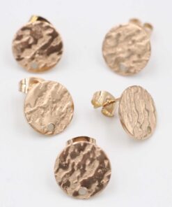 Perni In Acciaio Tondo Martellato 12mm Col. Oro Rosa - 2 Pz