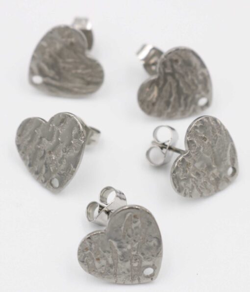 Perni In Acciaio Cuore Martellato 12x13mm Col. Acciaio - 2 Pz