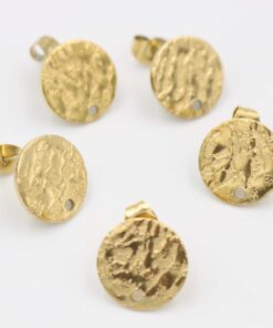 Perni In Acciaio Tondo Martellato 12mm Col. Oro - 2 Pz