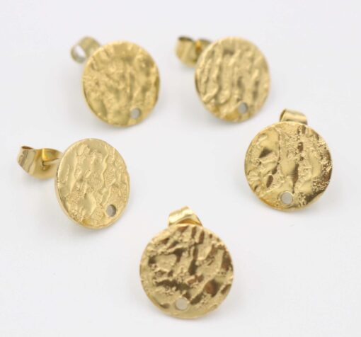 Perni In Acciaio Tondo Martellato 12mm Col. Oro - 2 Pz